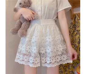 OOMhotsale Plus size fat MM white lace safety pants female summer fat girl wearing anti-exposure leggings shorts