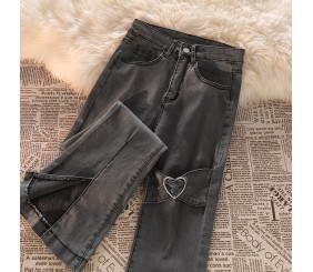 OOMhotsale Legs are ready! Extremely slim! High-waisted jeans for women, retro, slimming, versatile, slit, micro-flared pants, ins trend