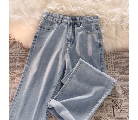 OOMhotsale The version is correct! Manpower and equipment! Light Color Jeans Women's 2023 Summer New High Waisted Loose Wide Leg Pants